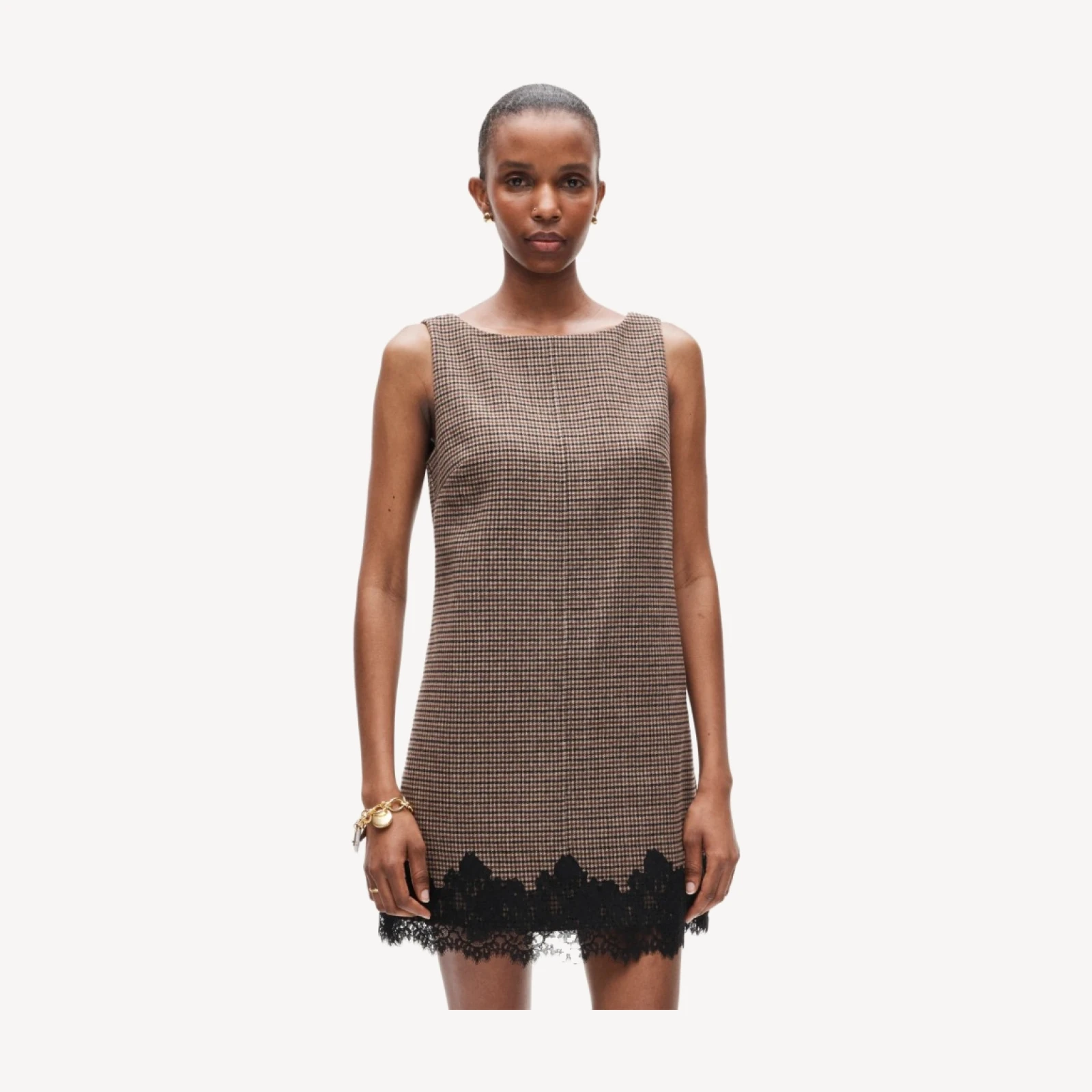 Billie dress in houndstooth wool blend