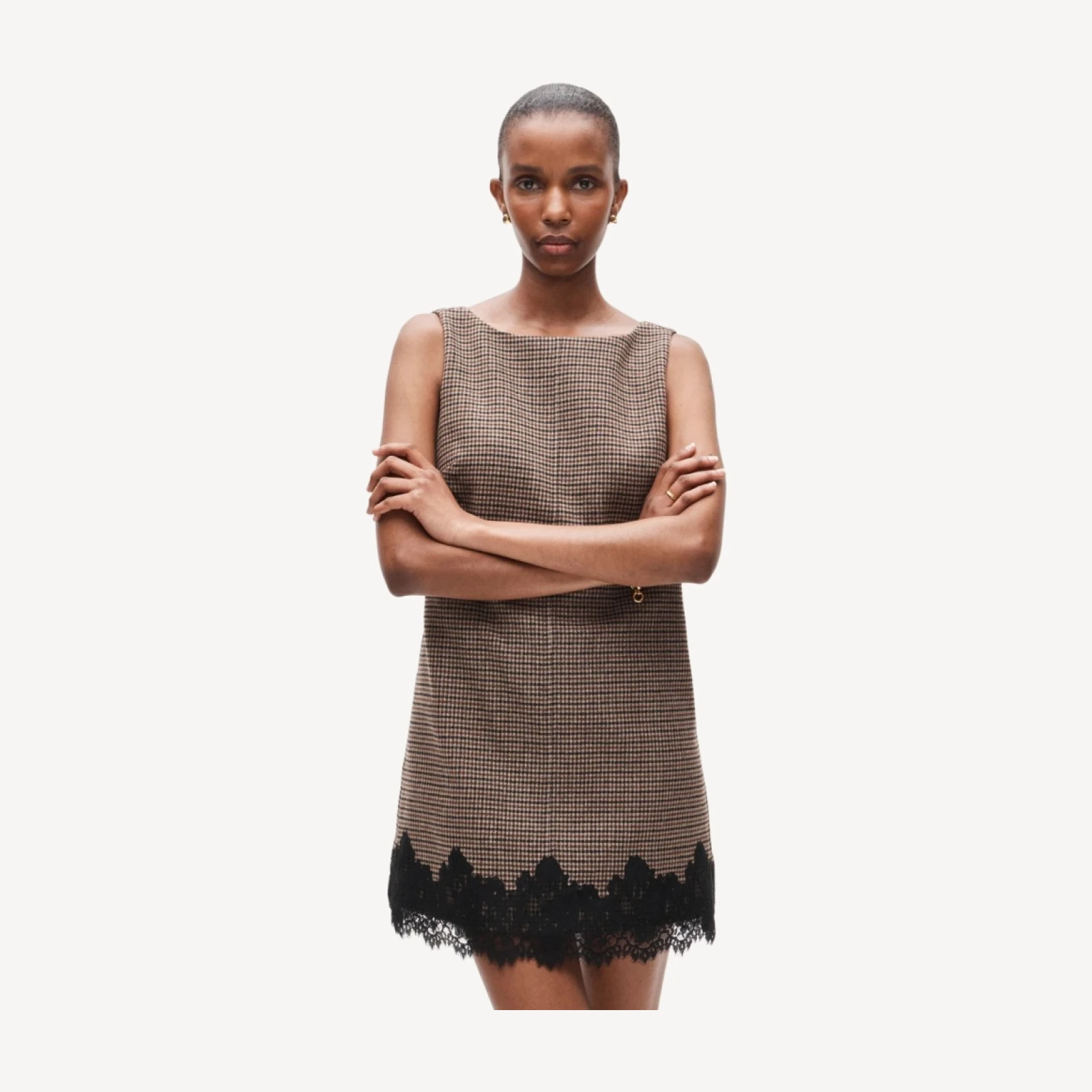 Billie dress in houndstooth wool blend