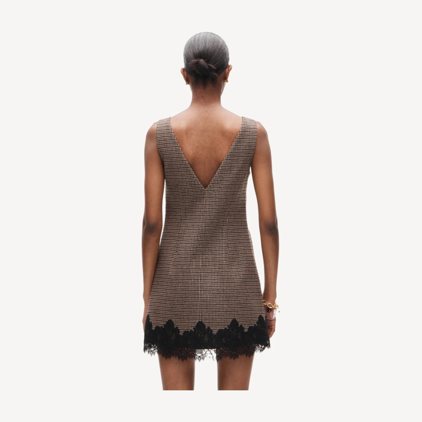 Billie dress in houndstooth wool blend