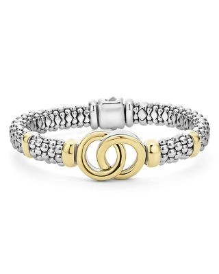 Lagos 18K Yellow Gold & Sterling Silver Signature Caviar Interlocking Circle Beaded Bracelet