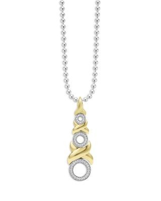 Lagos 18K Yellow Gold & Sterling Silver Embrace Diamond Triple Xo Pendant Necklace, 16-18