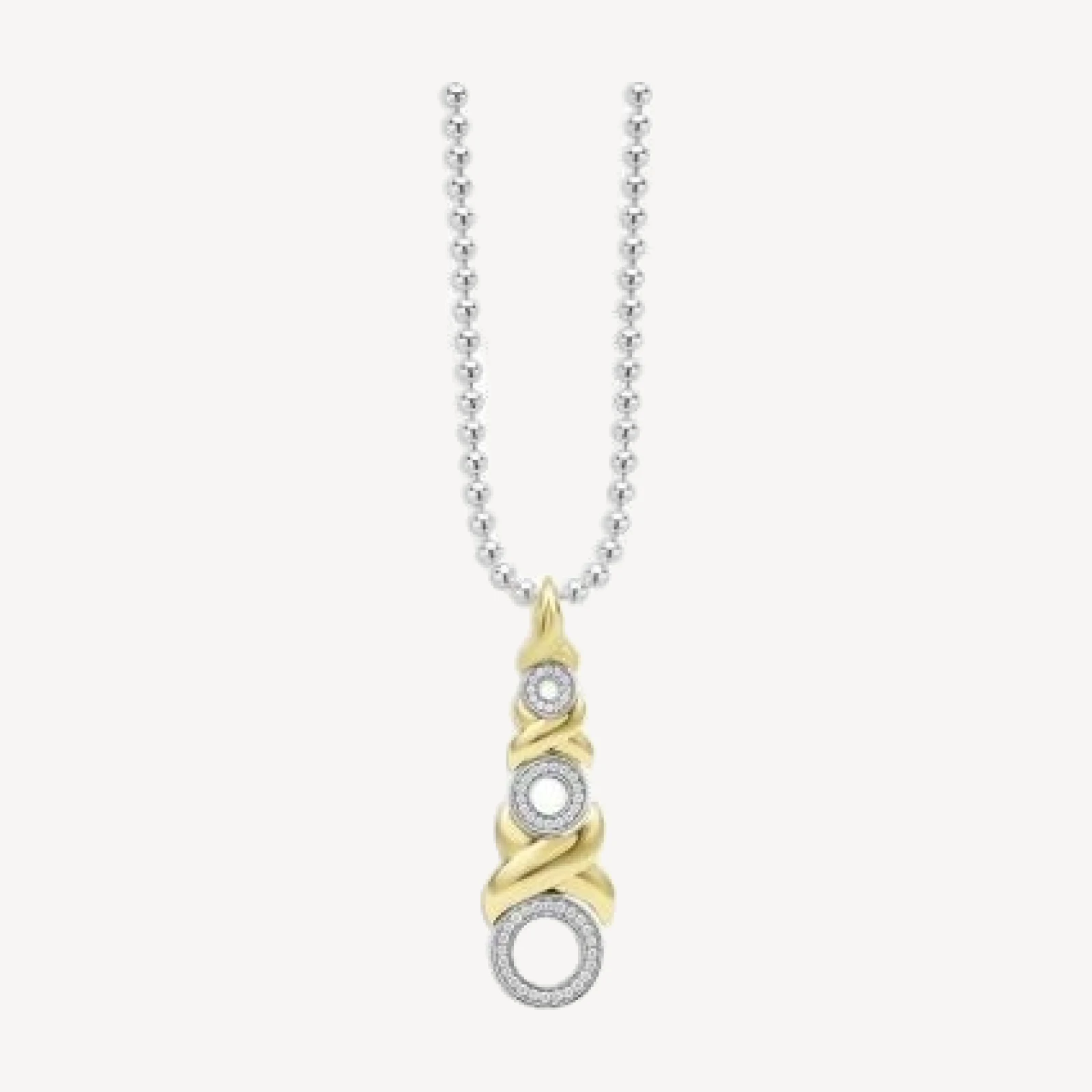 Lagos 18K Yellow Gold & Sterling Silver Embrace Diamond Triple Xo Pendant Necklace, 16-18
