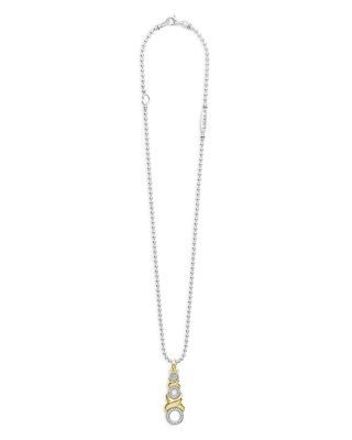 Lagos 18K Yellow Gold & Sterling Silver Embrace Diamond Triple Xo Pendant Necklace, 16-18