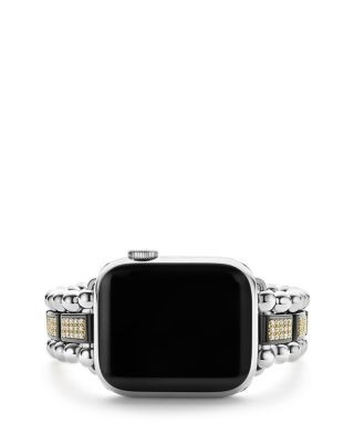 Lagos 18K Yellow Gold Smart Caviar Half Diamond Apple Watch Bracelet, 38-45mm