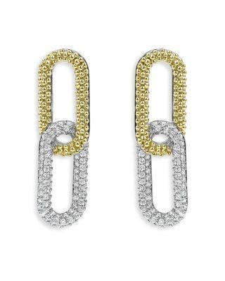 Lagos 18K Yellow Gold & Sterling Silver Caviar Lux-Clip Diamond Drop Earrings - Exclusive