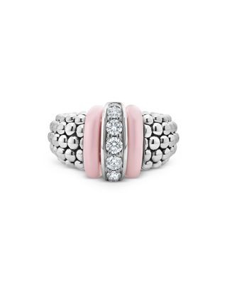 Lagos Sterling Silver Pink Caviar Diamond & Pink Ceramic Bead Statement Ring