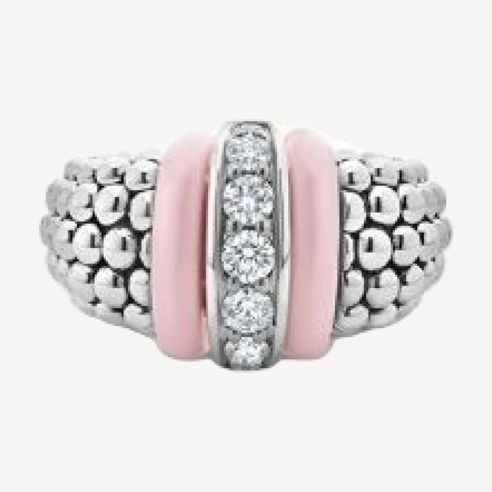 Lagos Sterling Silver Pink Caviar Diamond & Pink Ceramic Bead Statement Ring