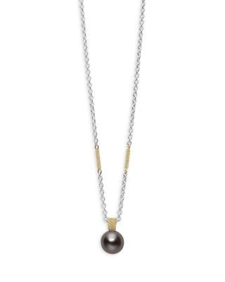 Lagos 18K Yellow Gold & Sterling Silver Luna Pearl Pendant Necklace, 16-18