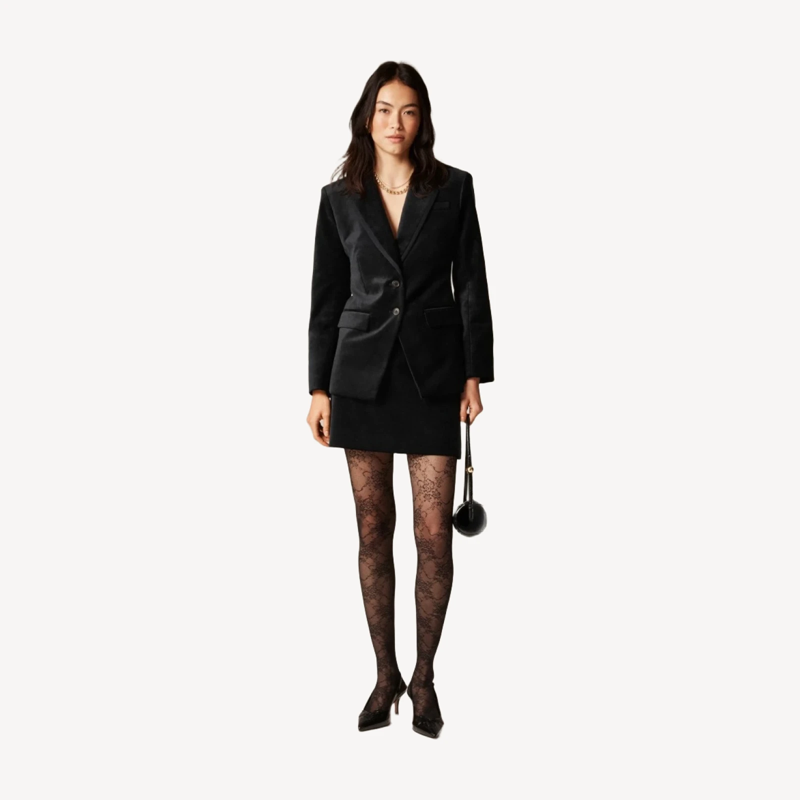 Flap-pocket mini skirt in velvet