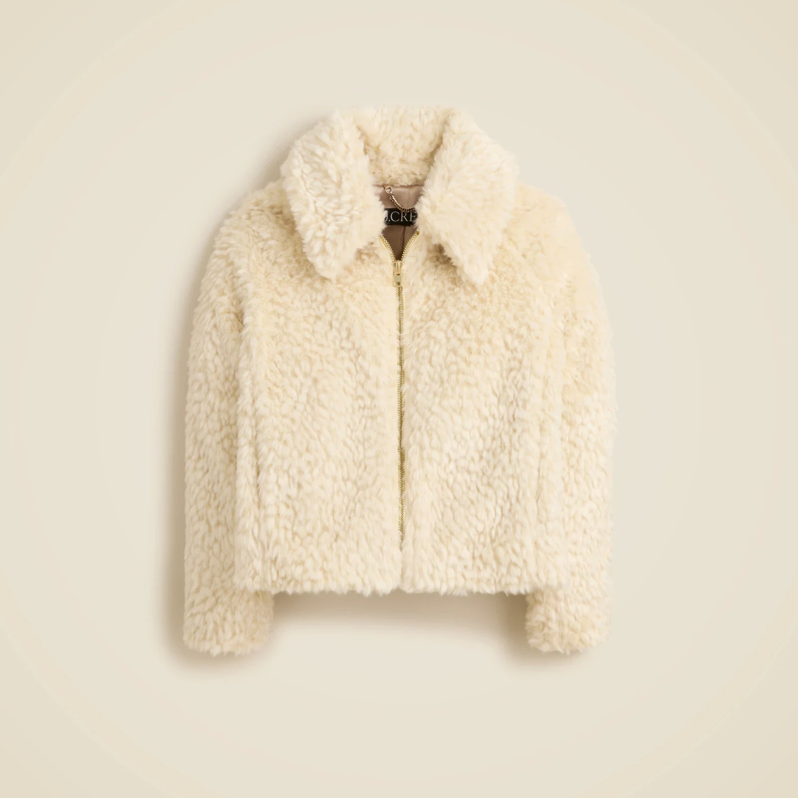 Zip-up jacket in textured faux fur