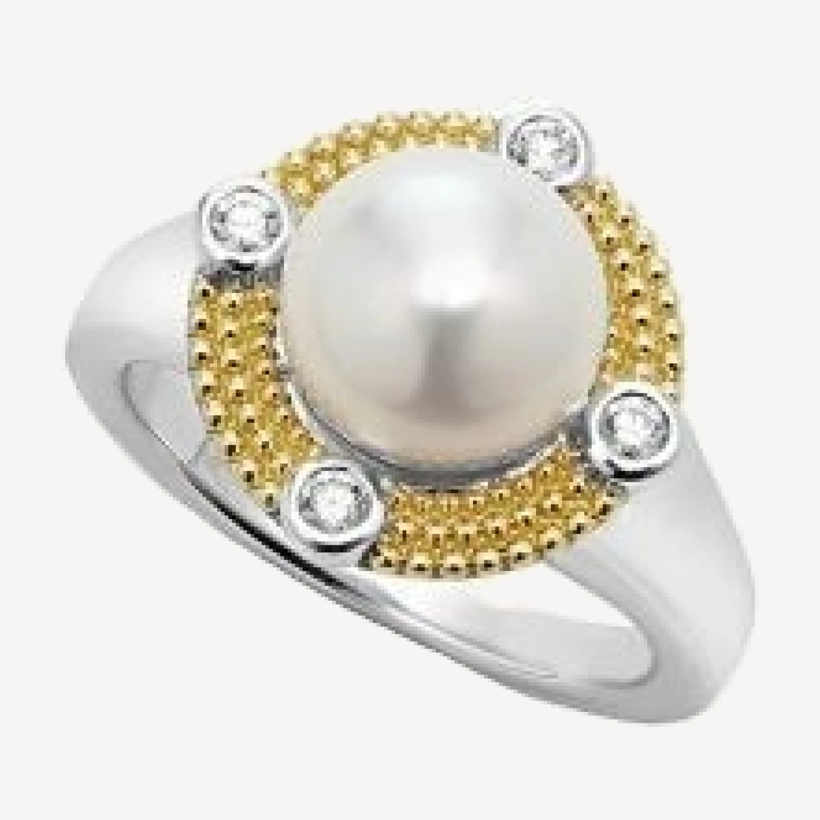 Lagos 18K Yellow Gold & Sterling Silver Luna Cultured Freshwater Pearl & Diamond Halo Ring