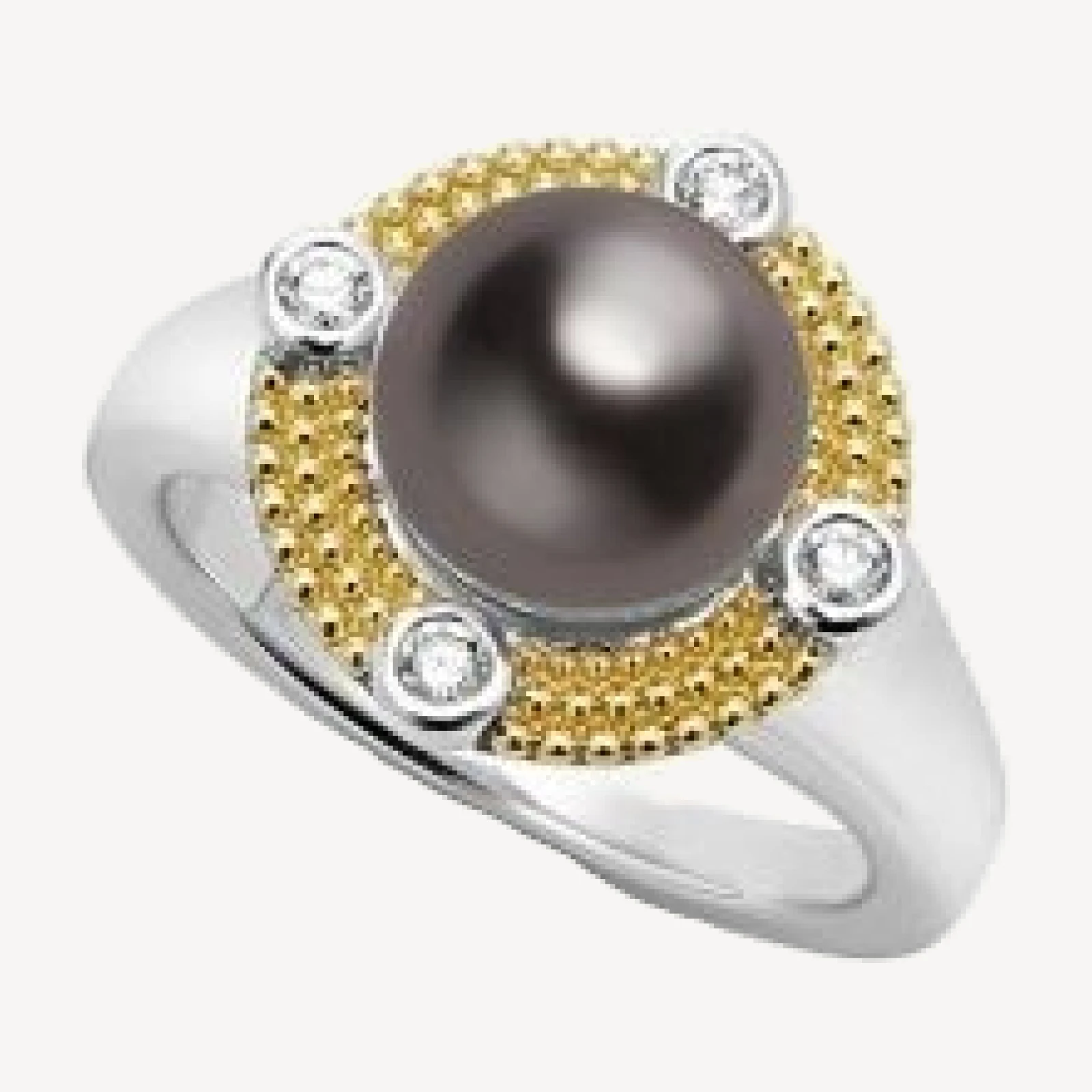 Lagos 18K Yellow Gold & Sterling Silver Luna Black Tahitian Pearl & Diamond Halo Ring