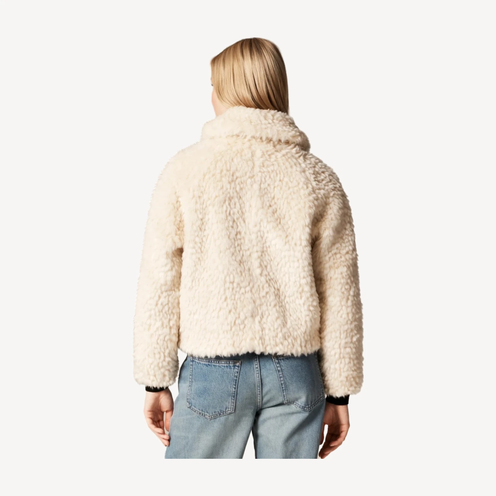 Zip-up jacket in textured faux fur
