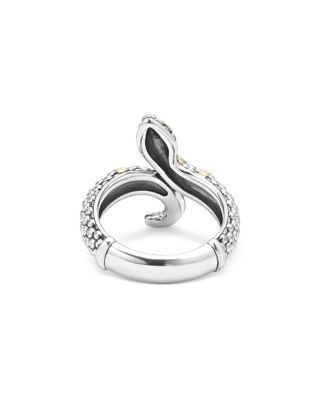 Lagos 18K Yellow Gold & Sterling Silver Rare Wonders Caviar Bead Snake Ring