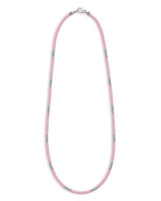 Lagos Sterling Silver Pink Caviar Pink Ceramic Bead Collar Necklace, 18