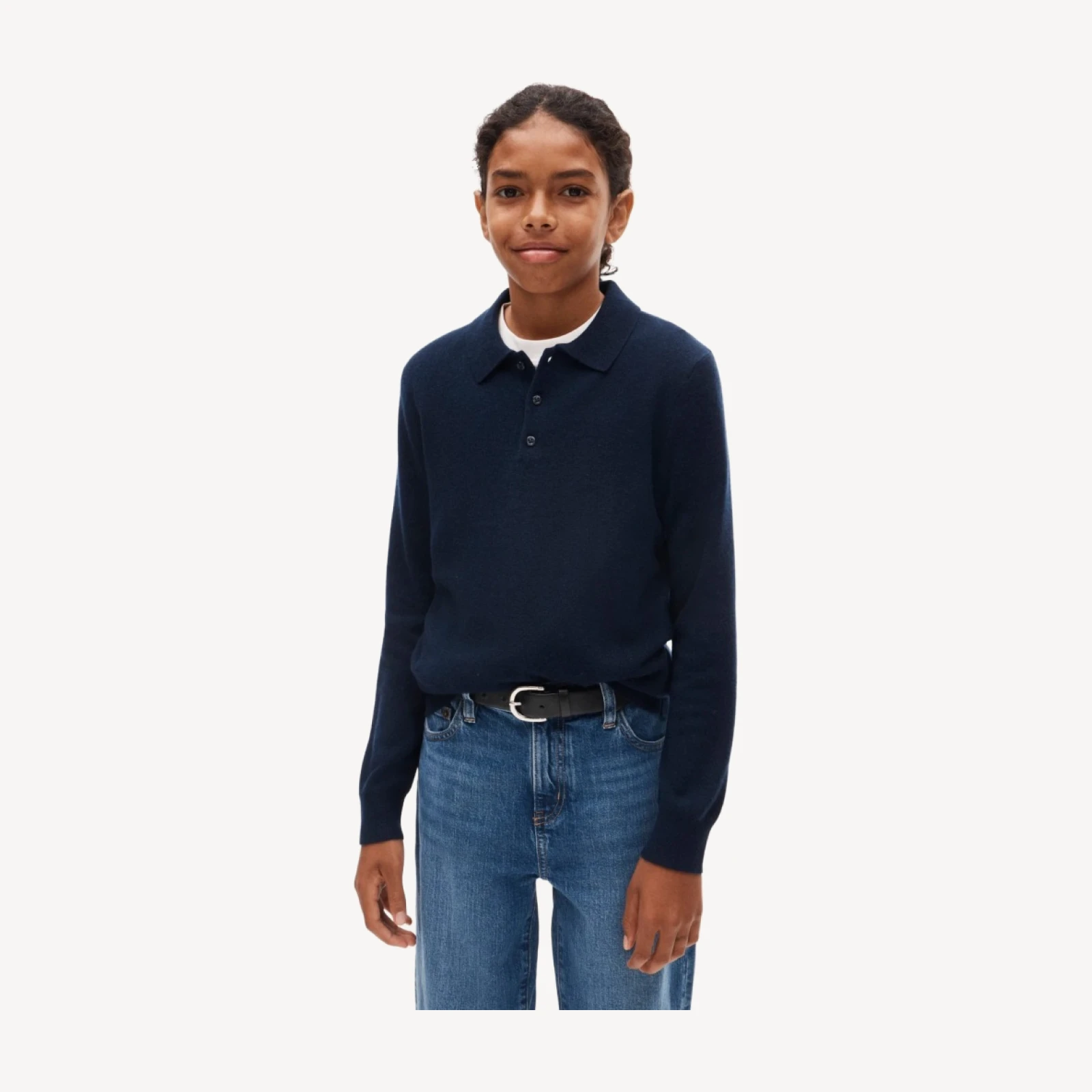 Kids' cashmere collared pullover