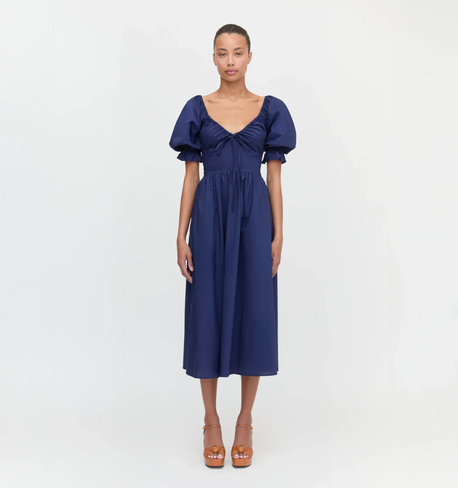 The Ophelia Dress - Navy Poplin