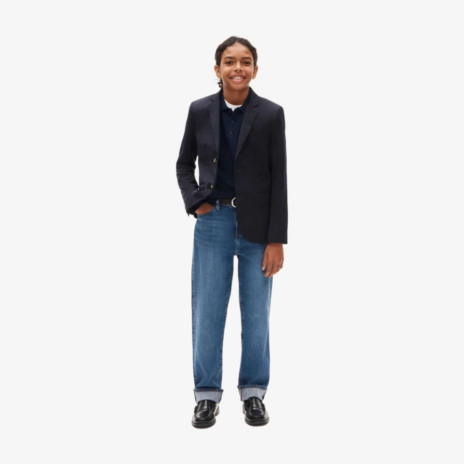 Kids' cashmere collared pullover