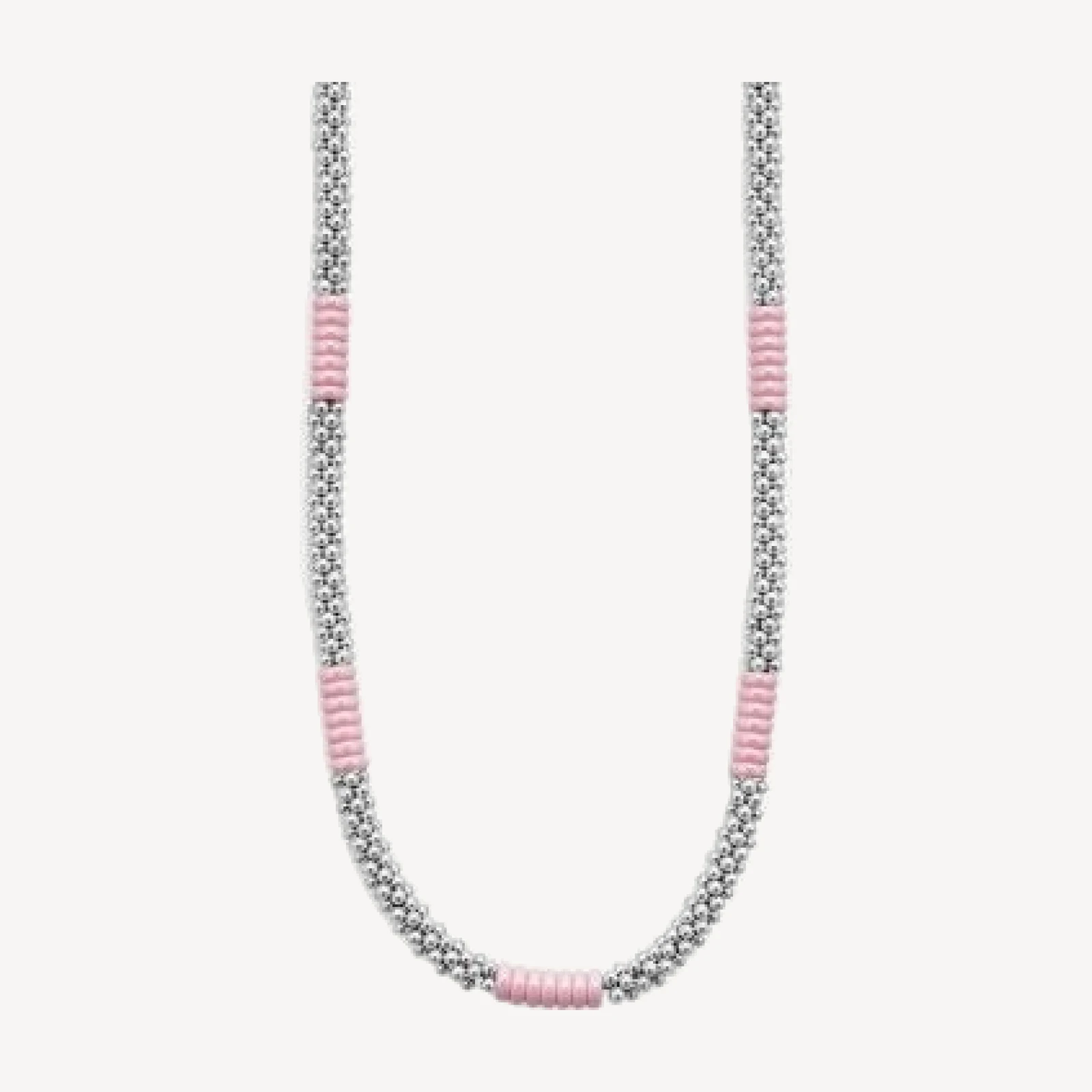 Lagos Sterling Silver Pink Caviar Pink Ceramic Bead Station Necklace, 16