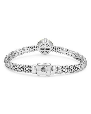 Lagos 18K Yellow Gold & Sterling Silver Luna Cultured Freshwater Pearl & Diamond Caviar Bead Bracelet