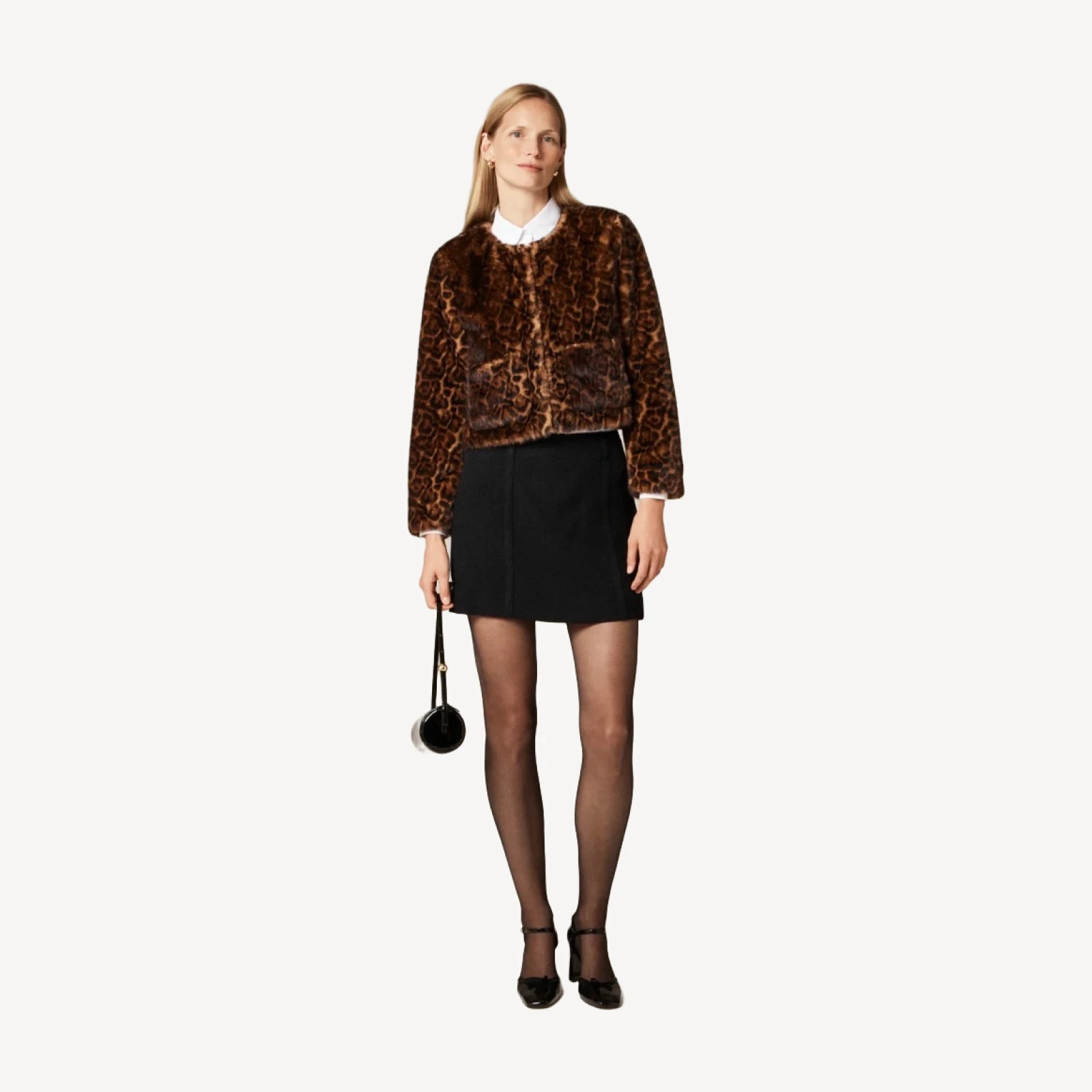 Faux-fur lady jacket in leopard print
