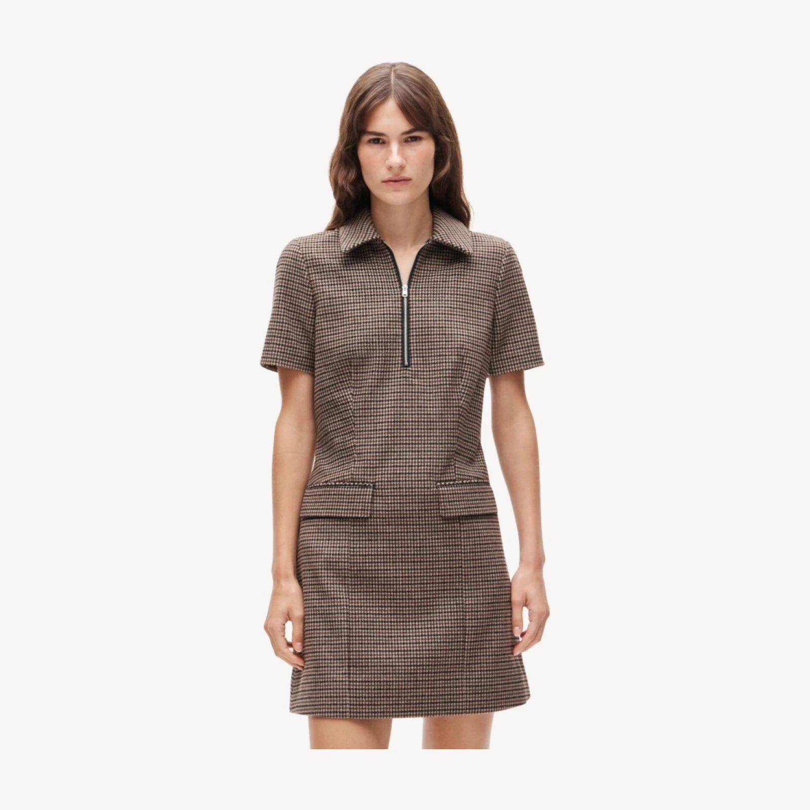 Parc dress in houndstooth wool blend