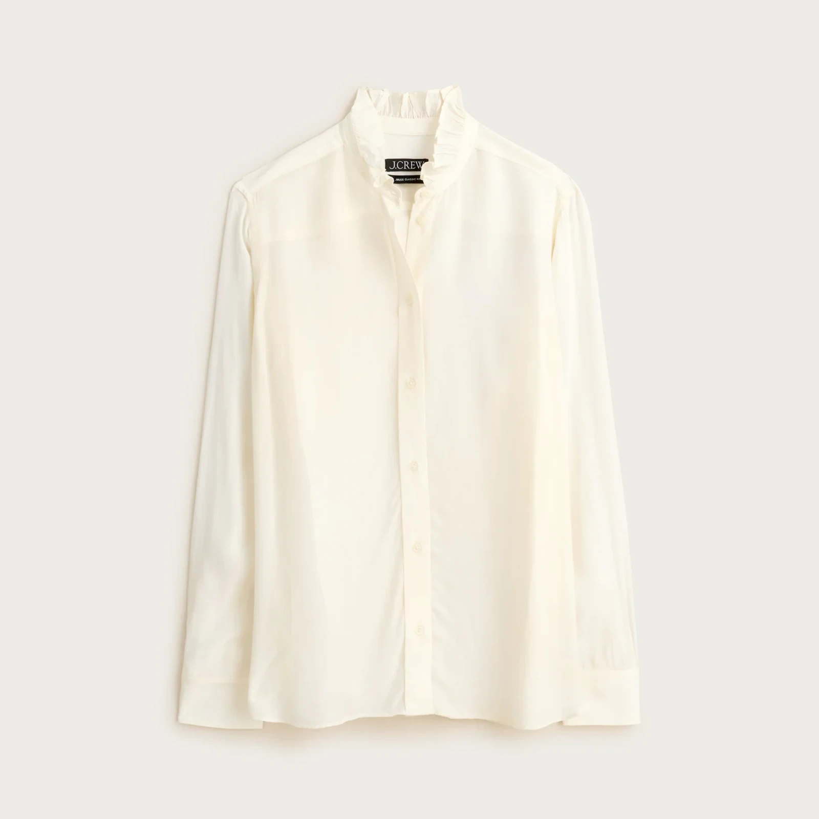 Jules ruffle-collar button-up shirt in crepe de chine