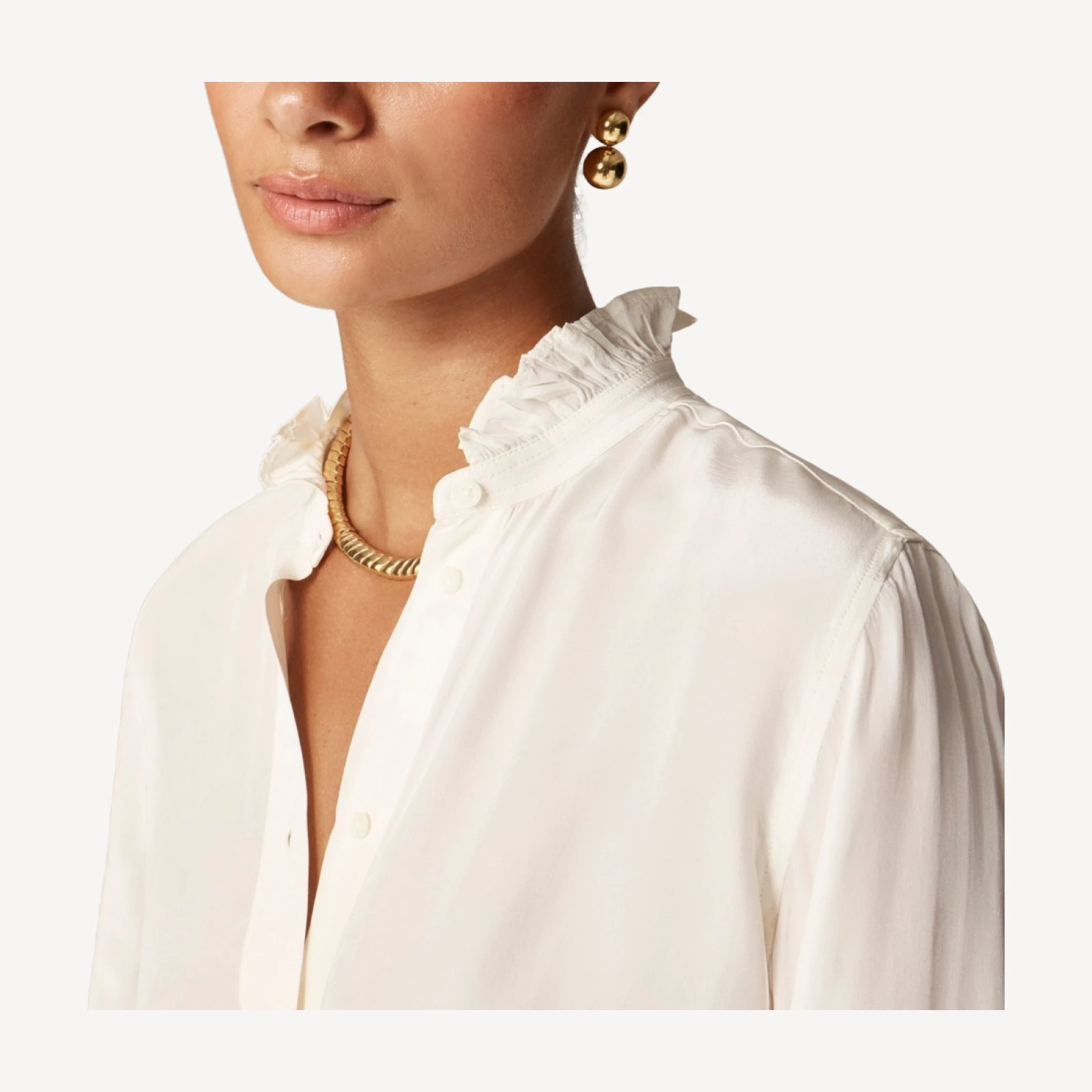 Jules ruffle-collar button-up shirt in crepe de chine