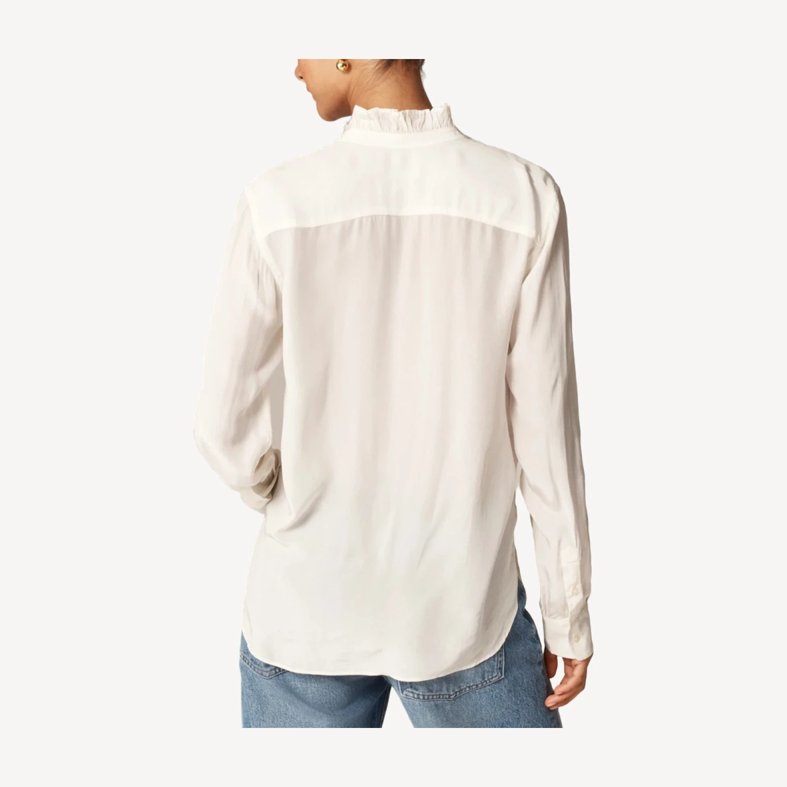Jules ruffle-collar button-up shirt in crepe de chine
