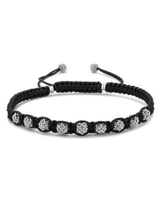 Lagos Men's Sterling Silver Anthem Caviar Bead Black Macrame Bracelet - Exclusive