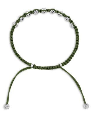 Lagos Men's Sterling Silver Anthem Caviar Bead Green Macrame Bracelet - Exclusive