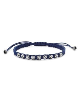Lagos Men's Sterling Silver Anthem Caviar Bead Navy Blue Macrame Bracelet - Exclusive