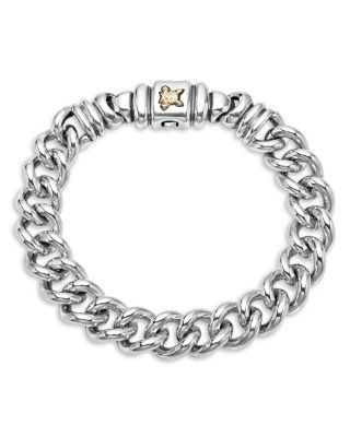 Lagos Men's 18K Yellow Gold & Sterling Silver Anthem Krunch Crest Curb Link Bracelet - Exclusive