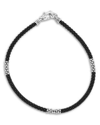 Lagos Men's Sterling Silver Anthem Black Ceramic Caviar Station Bracelet - Exclusive