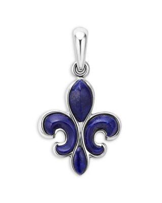 Lagos Men's Sterling Silver Anthem Lapis Lazuli Fleur de Lis Pendant - Exclusive