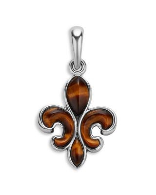 Lagos Men's Sterling Silver Anthem Tiger Eye Fleur de Lis Pendant - Exclusive