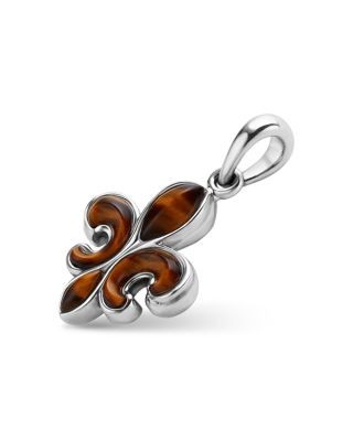Lagos Men's Sterling Silver Anthem Tiger Eye Fleur de Lis Pendant - Exclusive