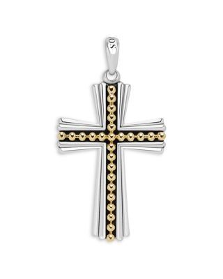 Lagos Men's 18K Yellow Gold & Sterling Silver Anthem Caviar Bead Cross Pendant - Exclusive