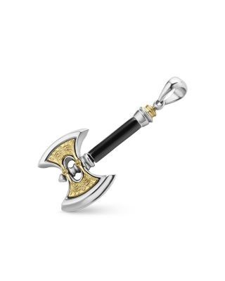 Lagos Men's 18K Yellow Gold & Sterling Silver Anthem Black Agate Battle Axe Pendant - Exclusive