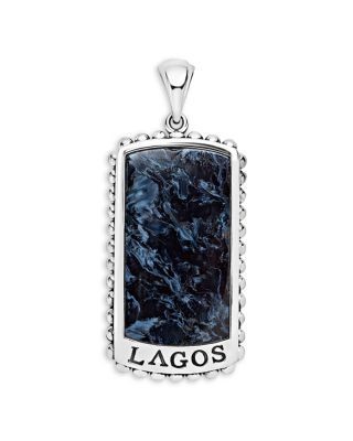 Lagos Men's Sterling Silver Anthem Pietersite Dog Tag Pendant - Exclusive
