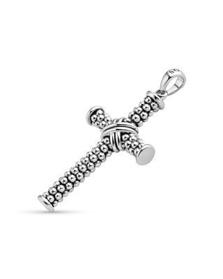 Lagos Men's Sterling Silver Anthem Caviar Bead X Cross Pendant - Exclusive