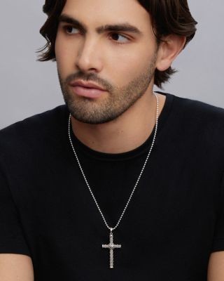 Lagos Men's Sterling Silver Anthem Caviar Bead X Cross Pendant - Exclusive