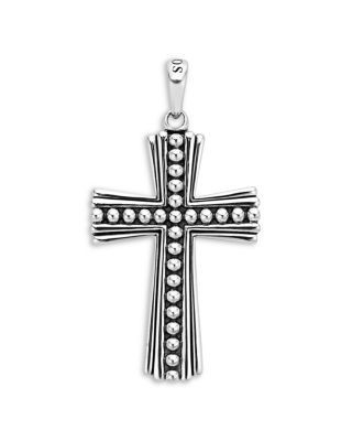 Lagos Men's Sterling Silver Anthem Caviar Bead Cross Pendant - Exclusive