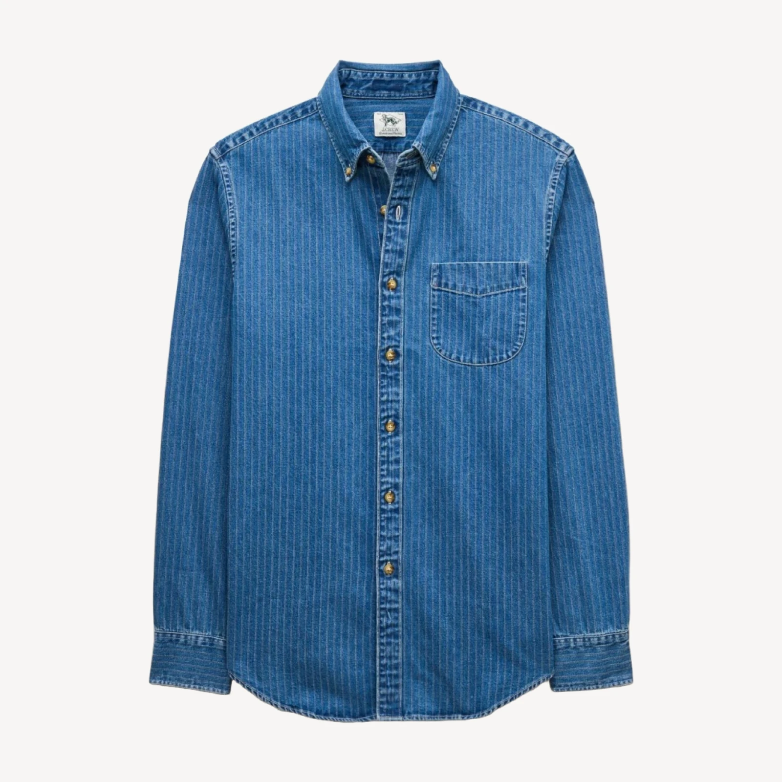 Midweight denim shirt in dobby stripe