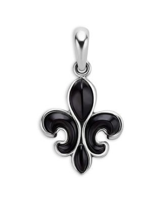 Lagos Men's Sterling Silver Anthem Black Agate Fleur-De-Lis Pendant - Exclusive