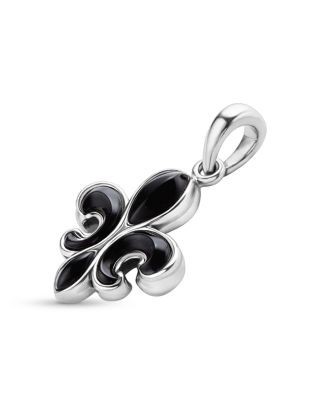 Lagos Men's Sterling Silver Anthem Black Agate Fleur-De-Lis Pendant - Exclusive