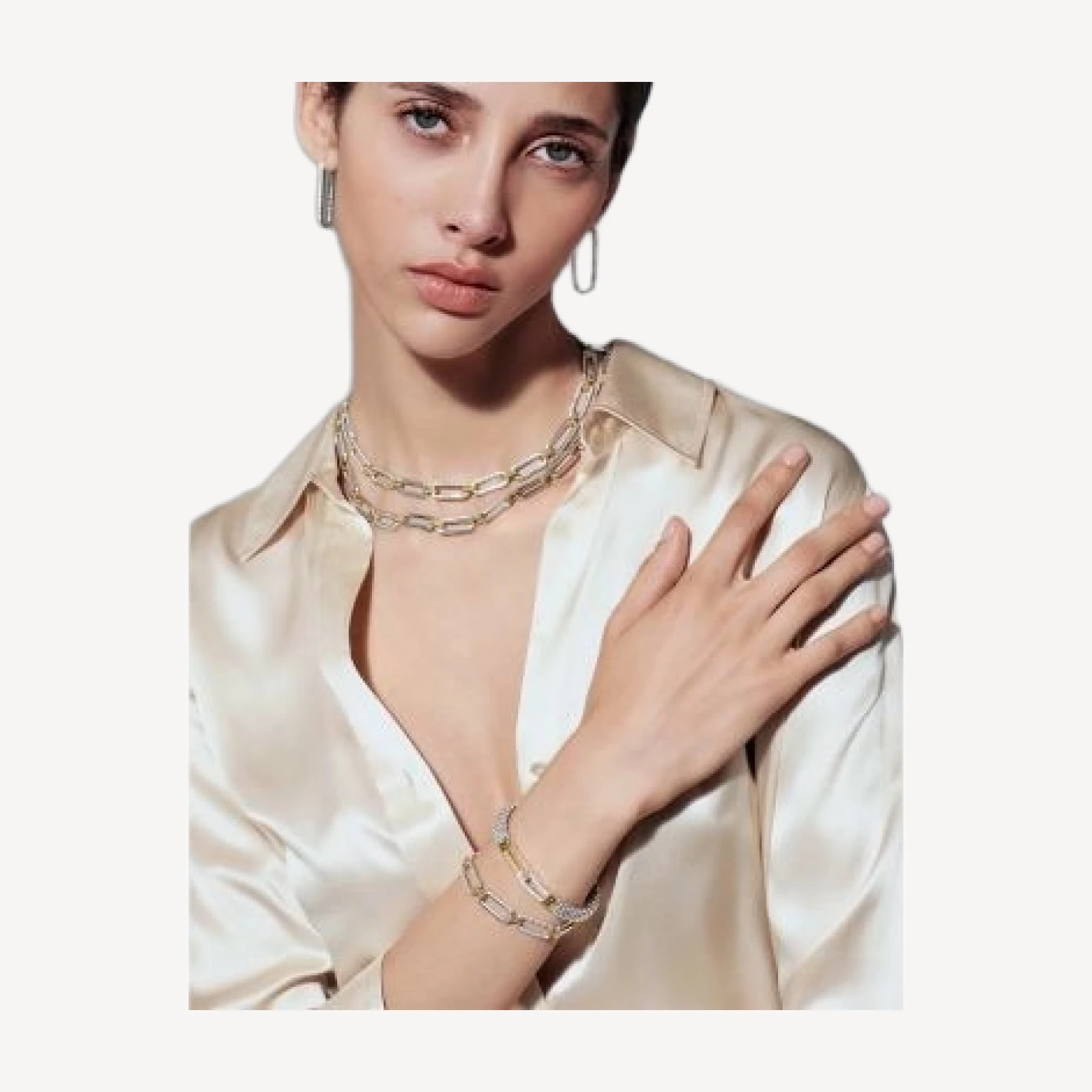 Lagos 18K Yellow Gold & Sterling Silver Signature Caviar Diamond Trio Station Link Collar Necklace, 18