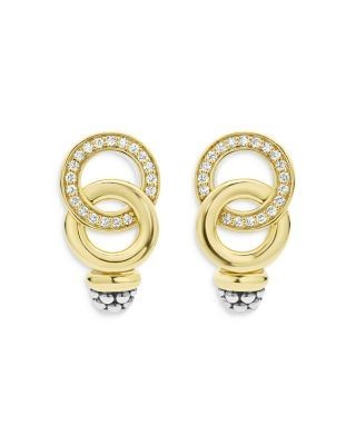 Lagos 18K Yellow Gold & Sterling Silver Signature Caviar Diamond Statement Earrings