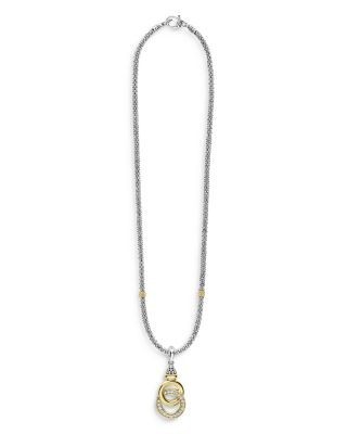 Lagos 18K Yellow Gold & Sterling Silver Diamond Interlocking Ring Pendant Necklace, 18