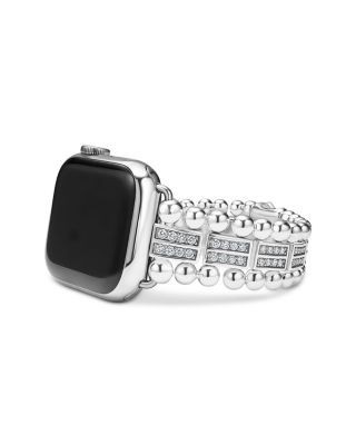 Lagos Smart Caviar Sterling Silver Two Row Diamond Apple Watch Bracelet